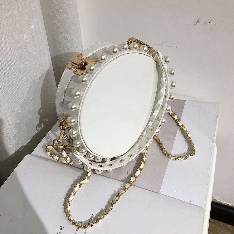 Women's Round Pearl PU Handbag