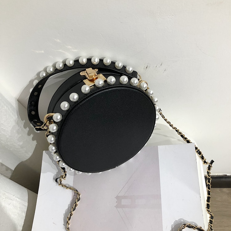 Women's Round Pearl PU Handbag