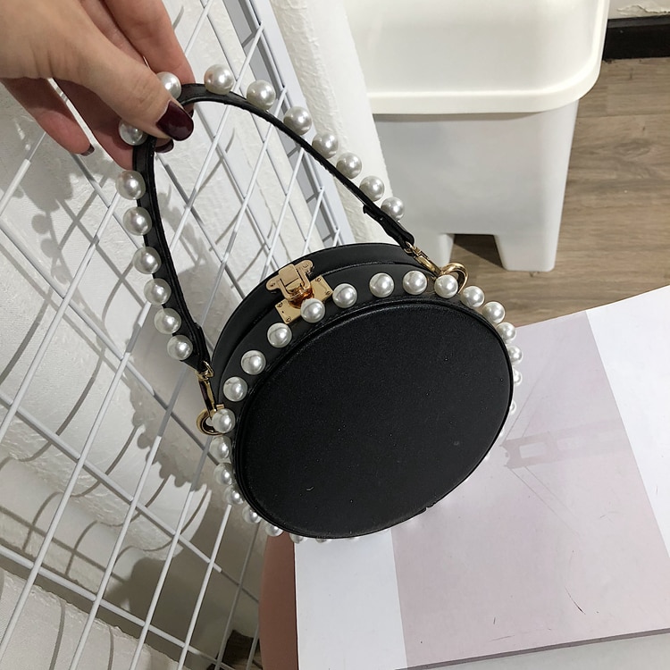 Women's Round Pearl PU Handbag