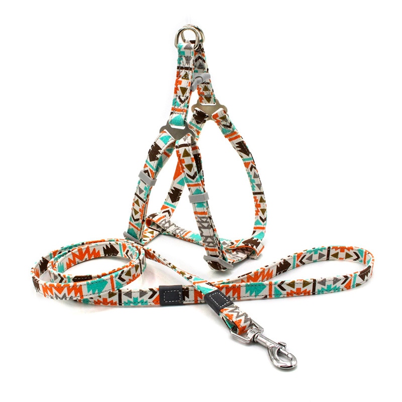 Dog's Boho Print Harness with Leash