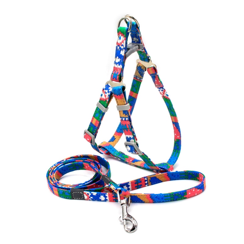 Dog's Boho Print Harness with Leash