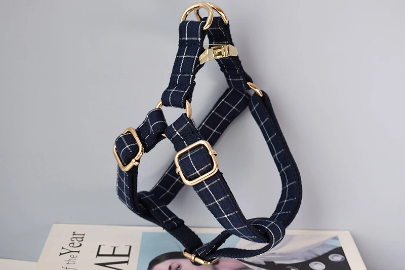 Dog's Plaid Harness and Leash Set