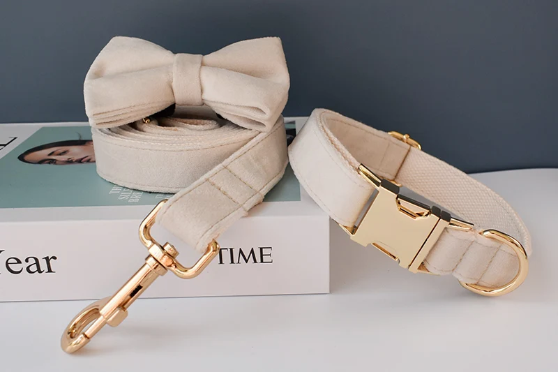 Dog's Elegant Bow Collar and Leash Set