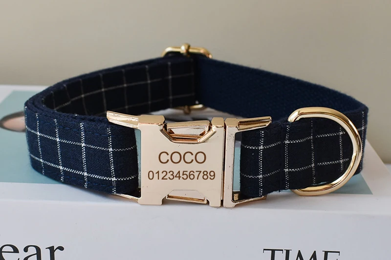 Dog's Personalized Plaid Collar